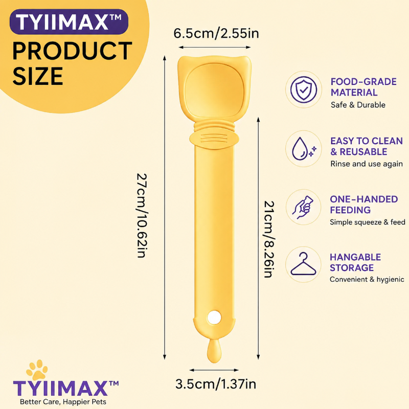 TYIIMAX™ Cat Squeeze Feeding Spoons – One-Handed Wet Food & Treat Dispenser, Reusable Cat Food Feeder, 3-Pack