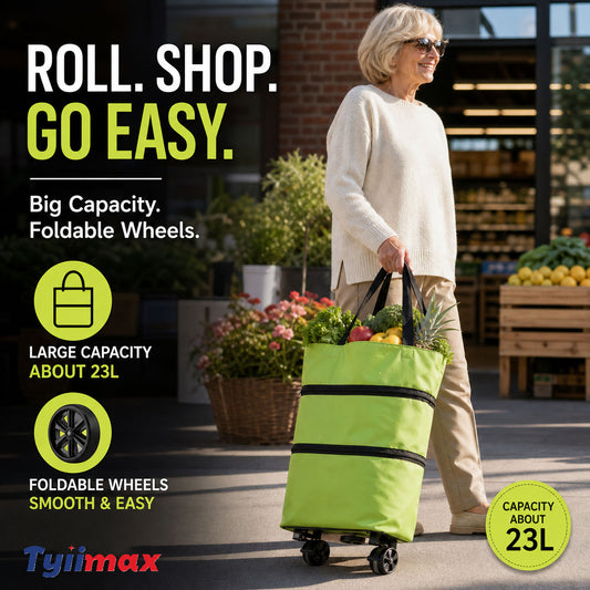🔥HOT SALE 50% OFF🔥2-in-1 Foldable Shopping Cart Bag with Wheels – Reusable Rolling Grocery Tote