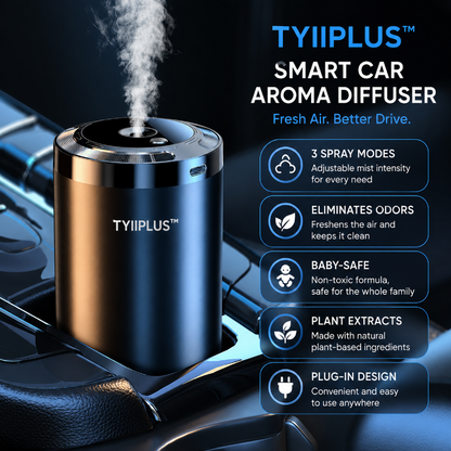 TYIIPLUS™ Smart Car Air Freshener Diffuser with Star Light - Rechargeable Aroma Diffuser, 5 Spray Modes & LED Ambient Lighting