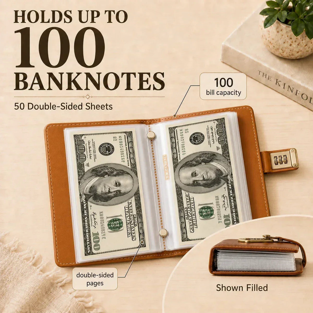 A6 savings notebook,3-DigitResettable Password Lock