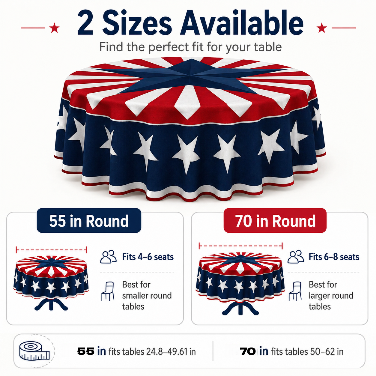 Patriotic Starburst Round Tablecloth