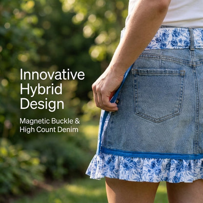 👖Denim Ruffle Apron – Upcycled from Vintage Jeans, Floral Lace Trim – Sustainable Gift for Garden & Kitchen 🧑‍🌾♻️