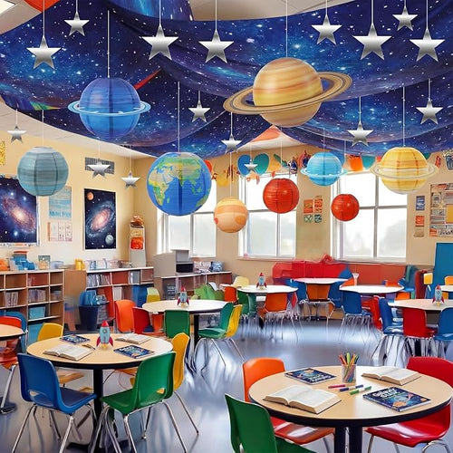 ❤️TYIIMAX™ 8-Piece Solar System Planet Paper Lanterns, 12-Inch Hanging Space Decorations for Kids' Rooms, Parties & Classrooms