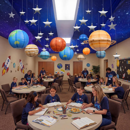 ❤️TYIIMAX™ 8-Piece Solar System Planet Paper Lanterns, 12-Inch Hanging Space Decorations for Kids' Rooms, Parties & Classrooms