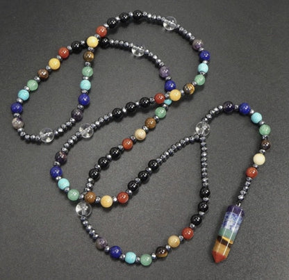 Natural Obsidian Yooperlite Rosary Necklace