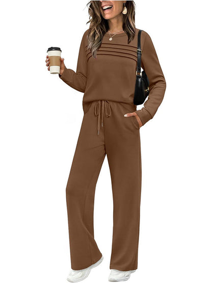 ✨Women's 2026  Casual Crew Neck Top & Drawstring Pants Set🔥