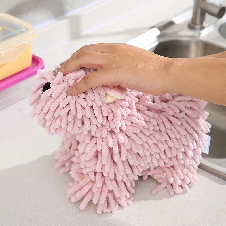 Cute Puppy Hand Towel – Absorbent Hanging Dog Towel for Kitchen & Bathroom Decor