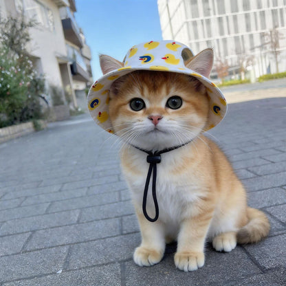 🐾 Cute Printed Pet Bucket Hat – Breathable Sun Hat for Dogs & Cats