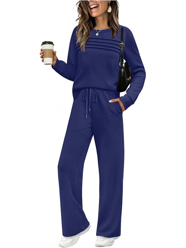 ✨Women's 2026  Casual Crew Neck Top & Drawstring Pants Set🔥