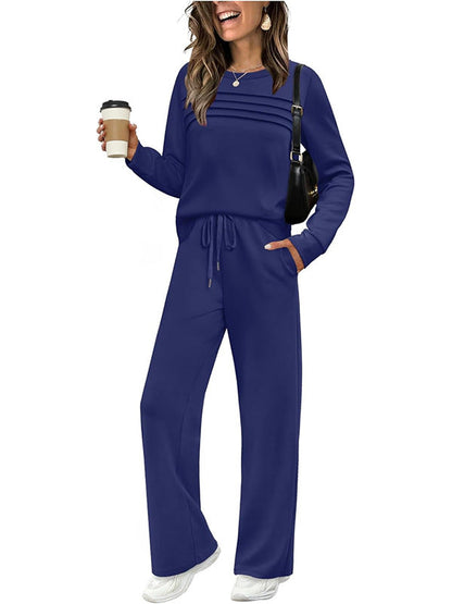 ✨Women's 2026  Casual Crew Neck Top & Drawstring Pants Set🔥