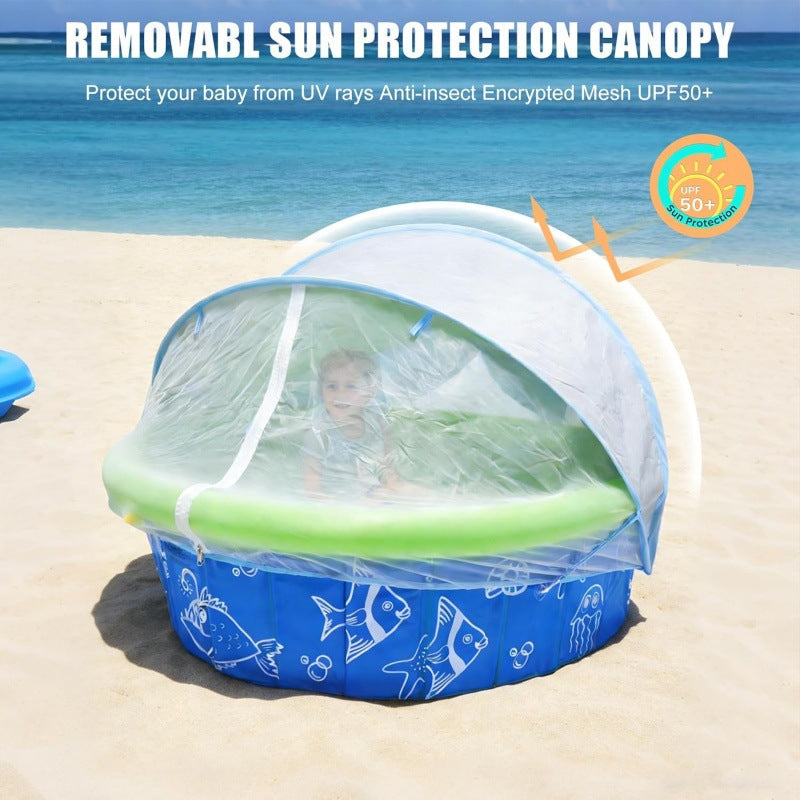 Foldable Kids Pool with Canopy – Portable Baby Splash Pool & Beach Tent for Toddlers, Kids & Pets