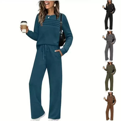 ✨Women's 2026  Casual Crew Neck Top & Drawstring Pants Set🔥