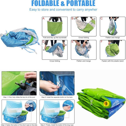 Foldable Kids Pool with Canopy – Portable Baby Splash Pool & Beach Tent for Toddlers, Kids & Pets