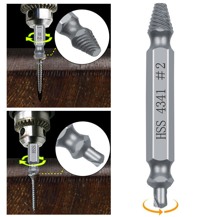Stripped & Broken Screw Remover Set – 6 Pcs Easy Out Bolt Extractor, Double‑Head Design for Damaged Screws