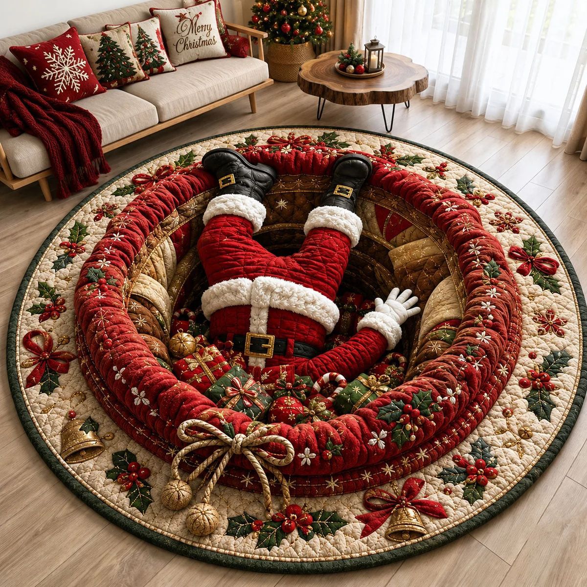 🎄 Christmas 3D Optical Illusion Rug