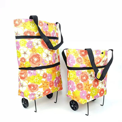 🔥HOT SALE 50% OFF🔥2-in-1 Foldable Shopping Cart Bag with Wheels – Reusable Rolling Grocery Tote