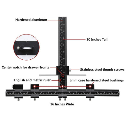 Cabinet Hardware Jig – Handle Template with Engraved Rulers & Self‑Punching Centre