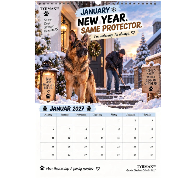 TYIIMAX™ German Shepherd Calendar 2027 – Funny 12-Month Wall Calendar for German Shepherd Lovers & Dog Owners
