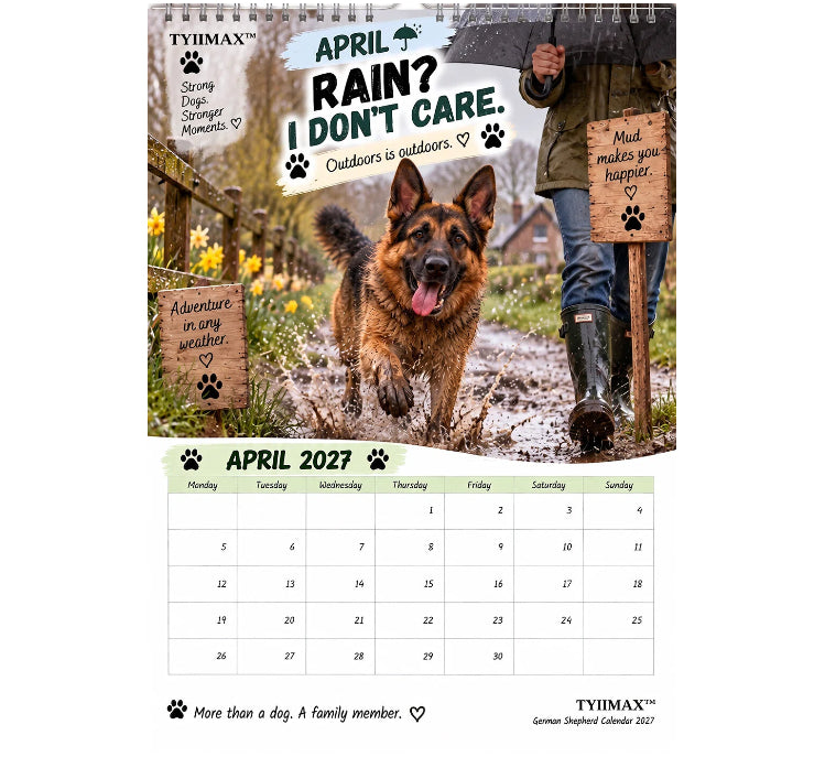 TYIIMAX™ German Shepherd Calendar 2027 – Funny 12-Month Wall Calendar for German Shepherd Lovers & Dog Owners