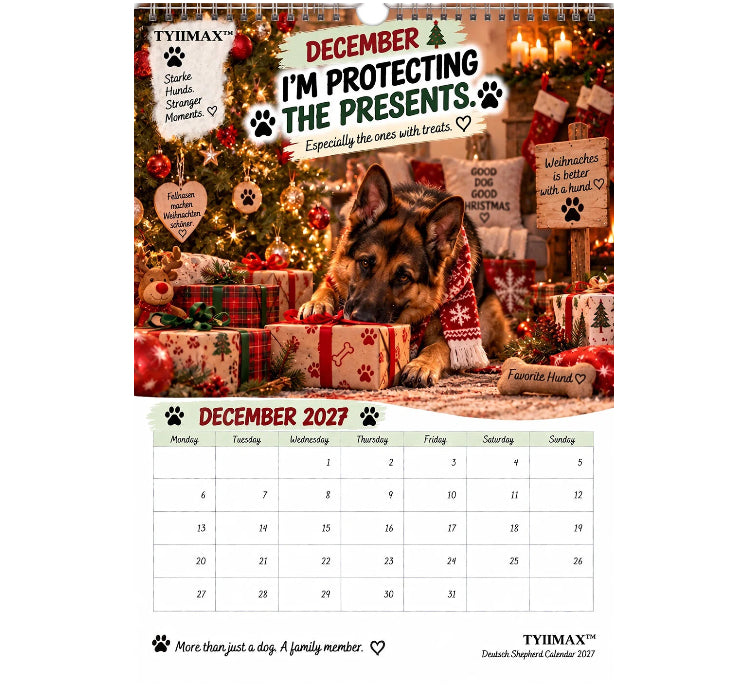TYIIMAX™ German Shepherd Calendar 2027 – Funny 12-Month Wall Calendar for German Shepherd Lovers & Dog Owners