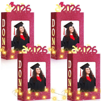 🎓4Pcs 2026 Graduation Centerpieces for Class of 2026-Fit 4x6in Photo| Fillable Picture Box