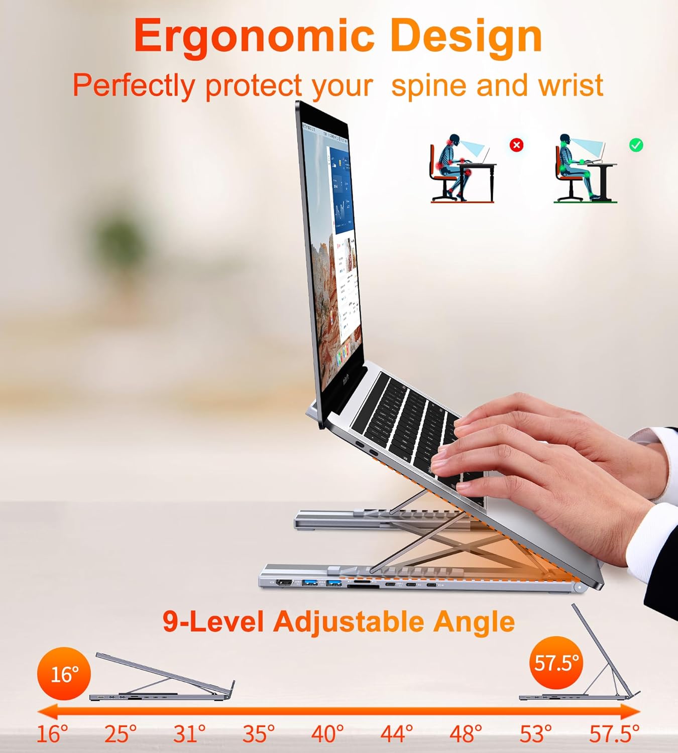 USB C Laptop Stand with Docking Station