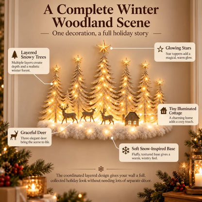 🌲 Step Into an Enchanted Winter Grove: Lighted Christmas Woodland Forest Wall Decor