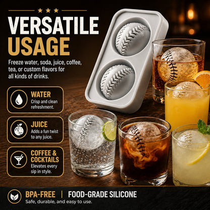 Baseball Ice Mold – Slow‑Melting Silicone Sphere Tray for Whiskey, Cocktails & More ⚾🧊