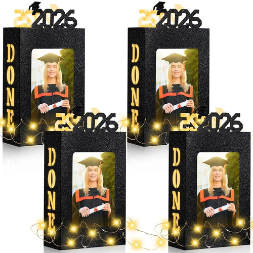 🎓4Pcs 2026 Graduation Centerpieces for Class of 2026-Fit 4x6in Photo| Fillable Picture Box