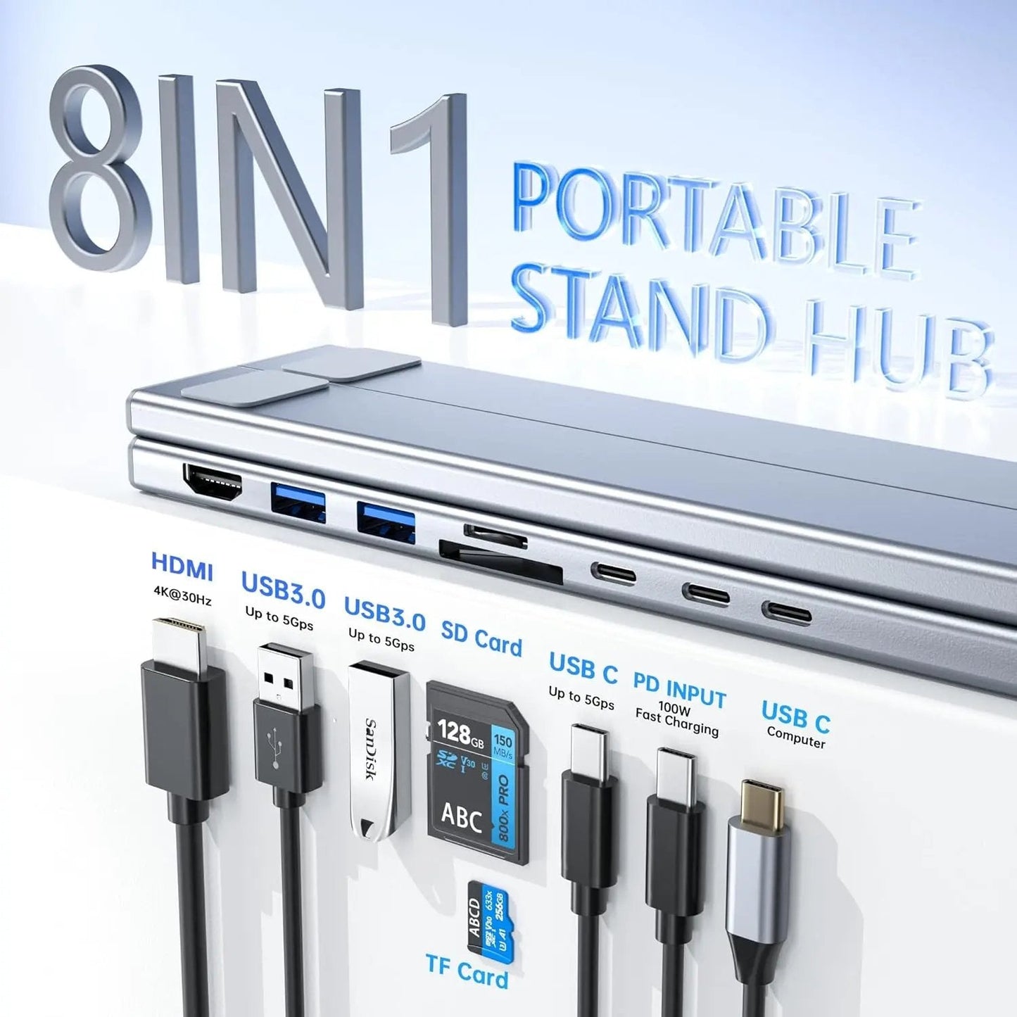 USB C Laptop Stand with Docking Station