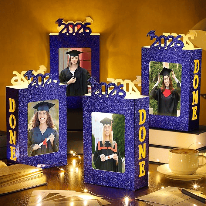 🎓4Pcs 2026 Graduation Centerpieces for Class of 2026-Fit 4x6in Photo| Fillable Picture Box