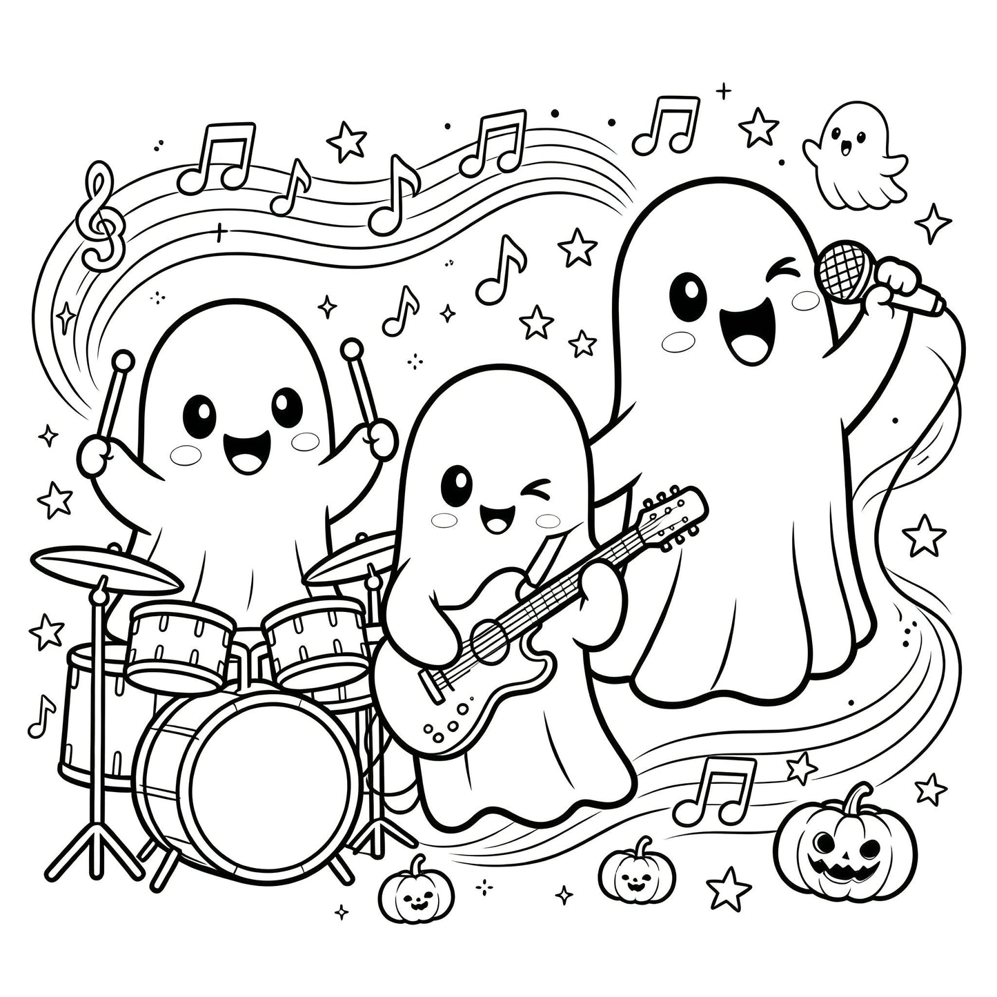 👻🎨Spooky & Cute Bold and Easy Coloring Book – A Whimsical Halloween Adventure (✨Hardcover)