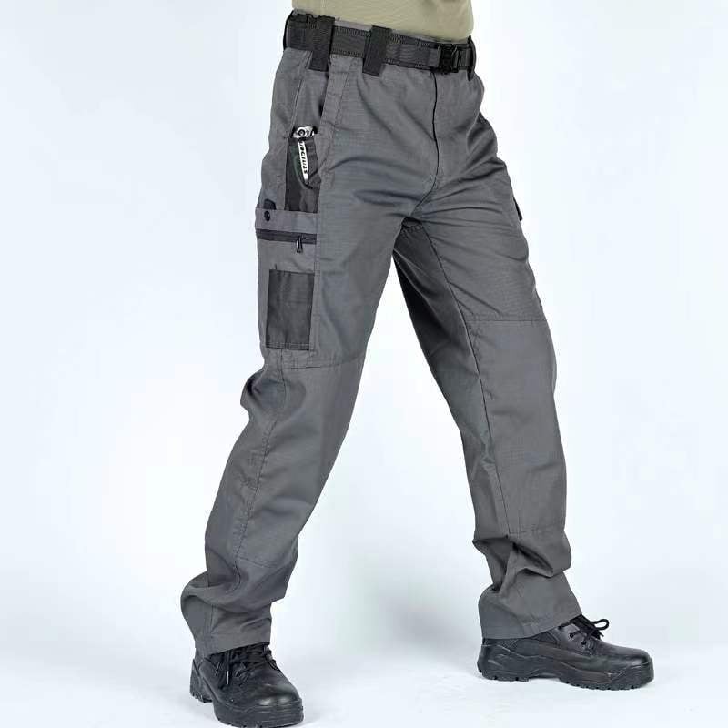 Men's Waterproof Tactical Work Pants - Solid Color with Multi-Pockets for Outdoor Activities