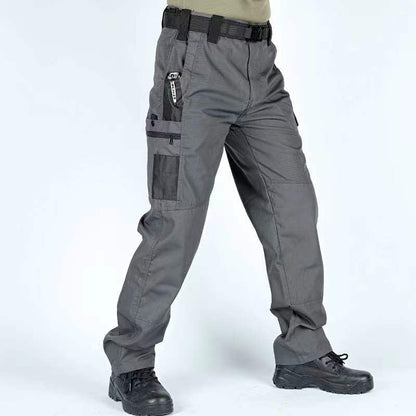 Men's Waterproof Tactical Work Pants - Solid Color with Multi-Pockets for Outdoor Activities