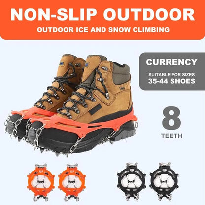 TYII™ 8-Spike Ice Cleats for Shoes – Non-Slip Snow Grips with Stainless Steel Chains for Winter Walking & Hiking