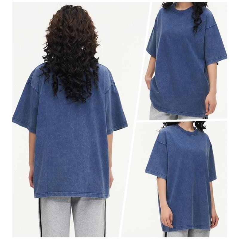Vintage Acid Wash Heavyweight T-Shirt – 100% Cotton Oversized Tee for Men & Women
