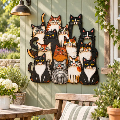 🐾Whimsical Cat Family Metal Wall Art😻