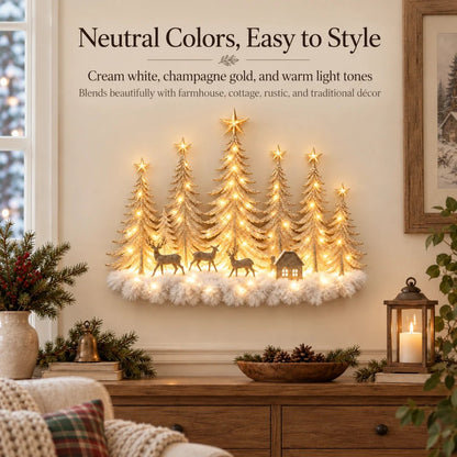 🌲 Step Into an Enchanted Winter Grove: Lighted Christmas Woodland Forest Wall Decor