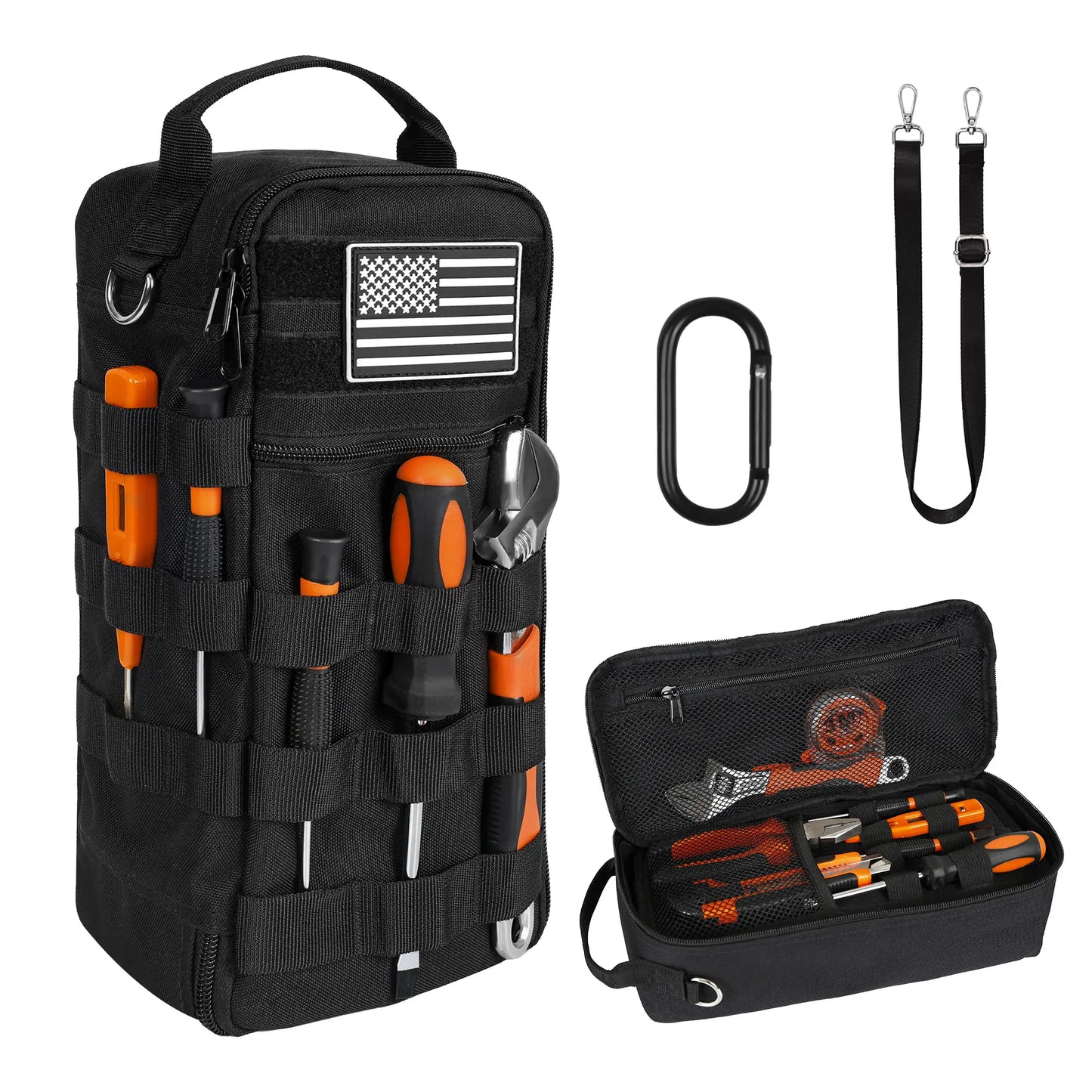 Portable Tool Bag, Heavy Duty Tool Pouch Bag with Shoulder Strap (Tools not Included)