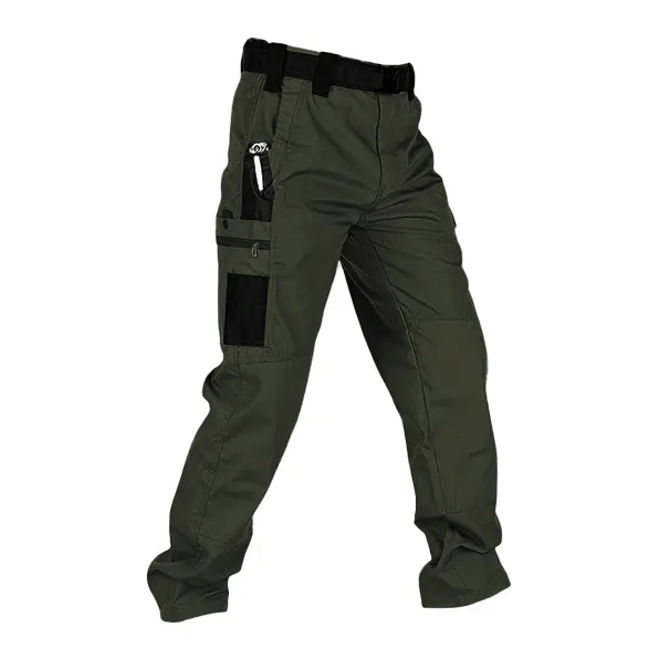 Men's Waterproof Tactical Work Pants - Solid Color with Multi-Pockets for Outdoor Activities