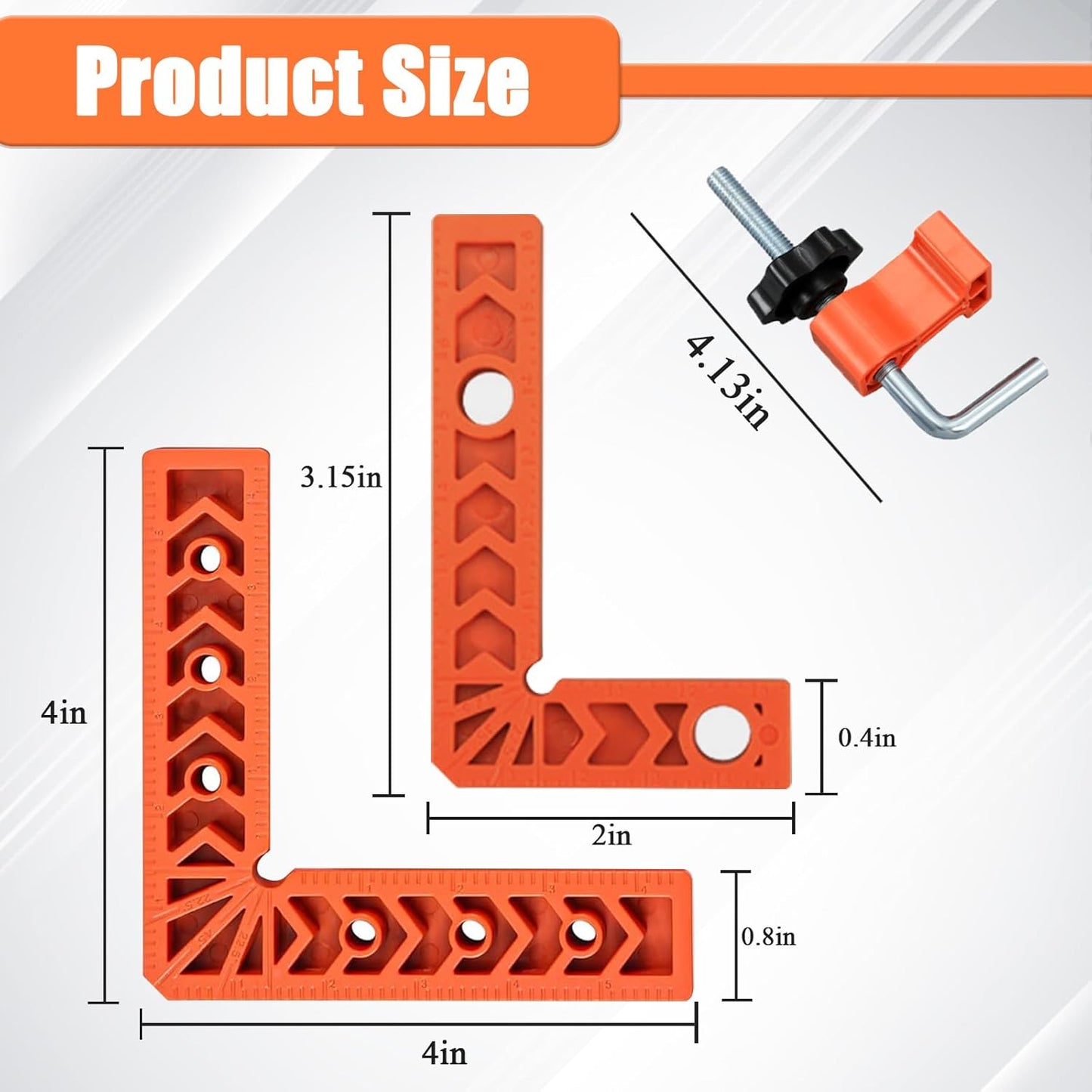 90 Degree Corner Clamp & Positioning Square Set - (3" 4")inch x 8 Right Angle Clamp with 8 Clamp ABS Plastic L-Shaped Tool