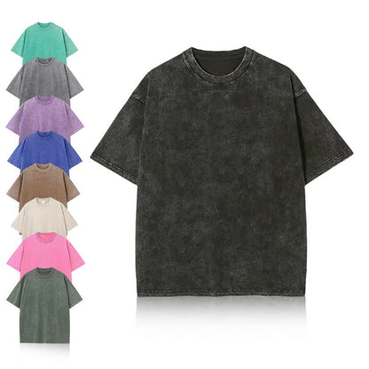 Vintage Acid Wash Heavyweight T-Shirt – 100% Cotton Oversized Tee for Men & Women