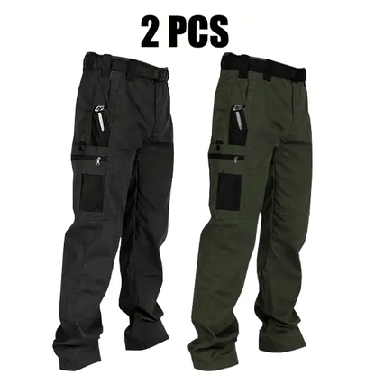Men's Waterproof Tactical Work Pants - Solid Color with Multi-Pockets for Outdoor Activities