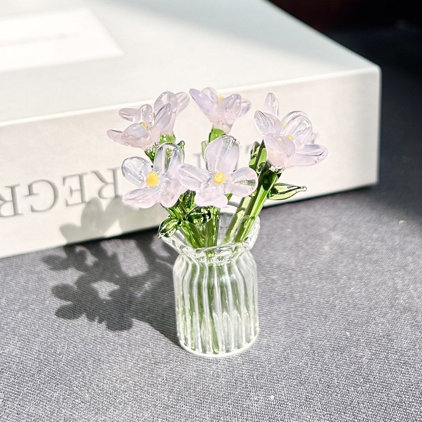 Mini Glass Flower Ornament Crafts Artificial Flower Floral Figurine