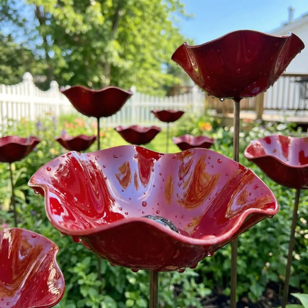Handmade Metal Flower Garden Stake🐦