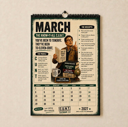 2027 C.U.N.T. Calendar - The Calendar That Finally Has A Personality 😈