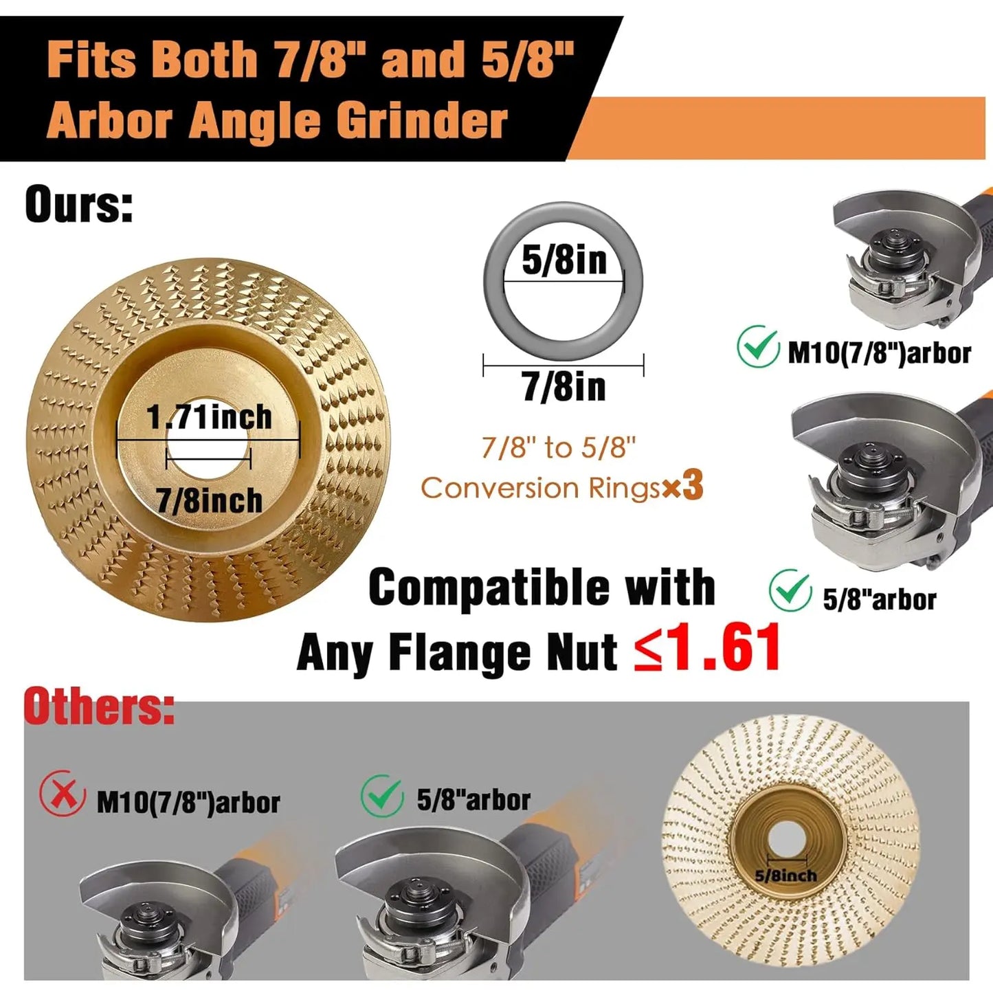 11PCS Wood Carving Disc Set for 4" or 4½" Angle Grinder – Stump Tool Grinding Wheel, Woodworking Attachment
