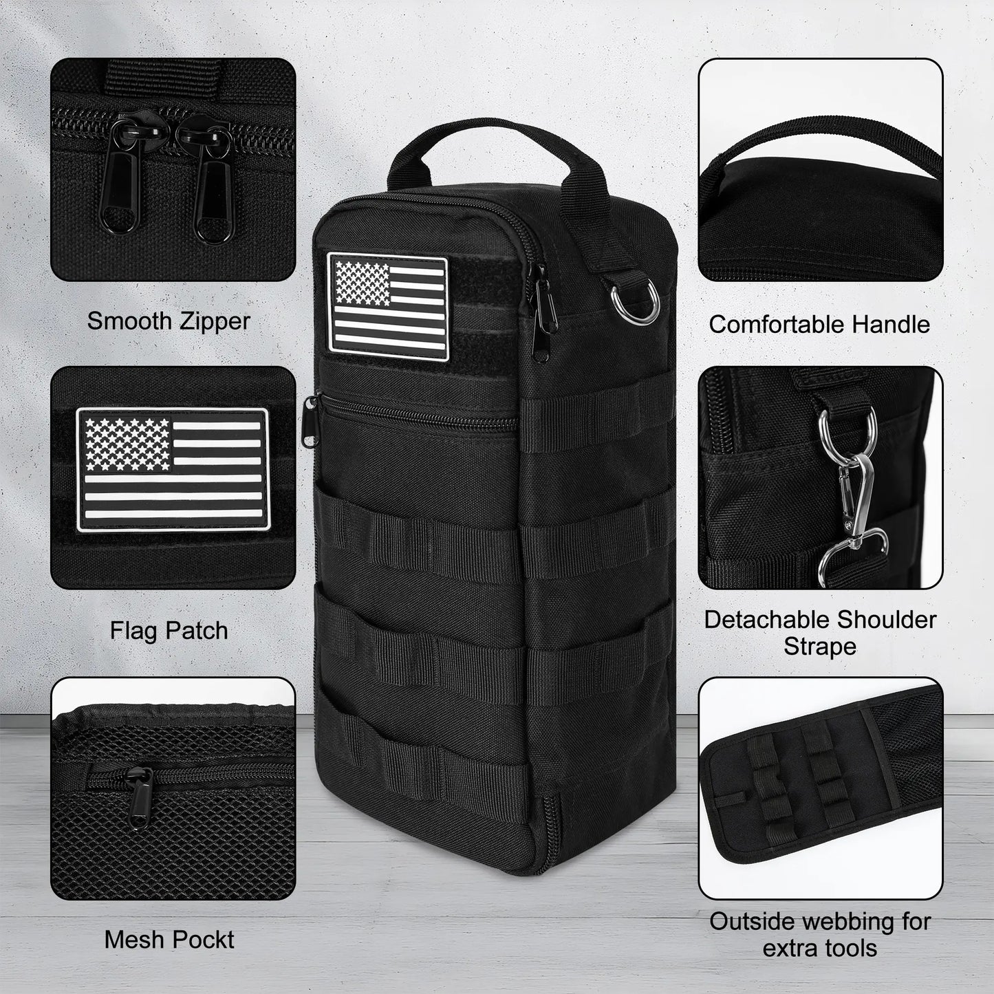 Portable Tool Bag, Heavy Duty Tool Pouch Bag with Shoulder Strap (Tools not Included)