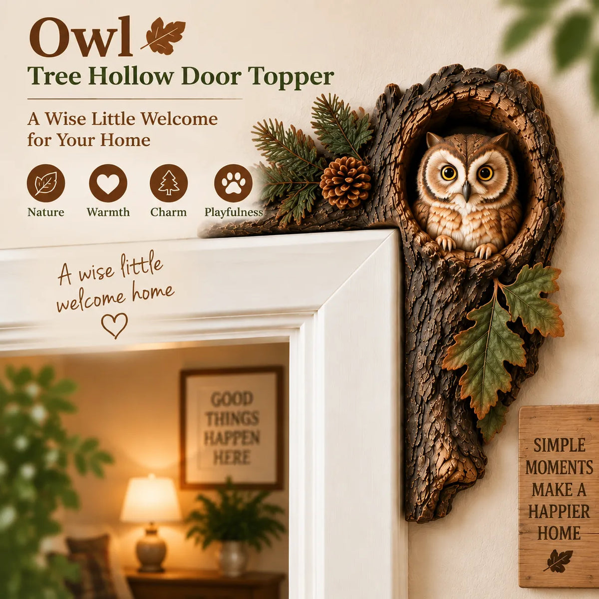 🐿️ 3D Chipmunk Tree Hollow Door Topper | Woodland Animal Doorway Decor For Cozy Nature Homes
