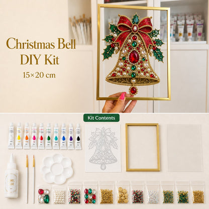 🎄 DIY Jeweled Christmas Tree Art Kit | Colorful Gems, Pearls, Paints & Gold-Tone Floating Display Frame 💎✨